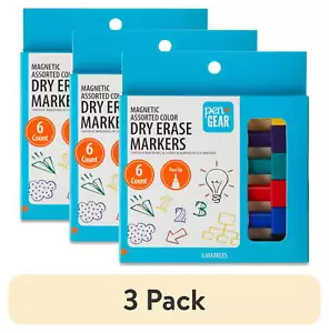 Magnetic Dry Erase Markers with Eraser, Assorted Ink Colors, Fine Tip - Picture 1 of 6
