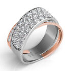 1.71CT DIAMOND 14KT WHITE & ROSE GOLD MULTI ROW CRISS CROSS X INFINITY LOVE RING