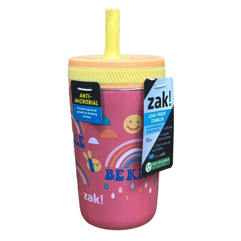 Zak! Taza de acero inoxidable antimicrobiana Everyday Smiles a prueba de fugas sin BPA de 12 OZ Foto 1 de 2