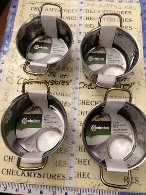 4X NEW ECOLUTION 3CUP 5" STAINLESS STEEL MINI DUTCH OVEN ,FOR SERVING OR DECOR - Image 1 of 4