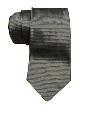Tie Rack Neck Tie 4" Wide 57" Long Gray 100% Silk Made In Italy Striped - Image 1 of 4