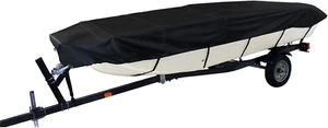 210D Heavy Duty Trailerable Boat Cover for Jon Boat-Black - Picture 1 of 7