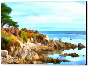 Monterey Coastline Water by Barbara Snyder Seascape Abstract Canvas Giclee 16x20 - Picture 1 of 1