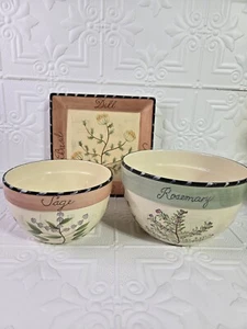 Lot Of 3 Certified International Culinary Herbs Mixing Bowls & Plater Basil - Picture 1 of 23