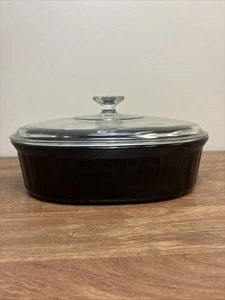 VINTAGE Corning Ware French Black  Casserole F-2-B 2.8 L / 3 Qt With Pyrex Lid  - Picture 1 of 9