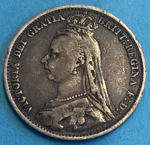 1891 Great Britain UK Six Pence .925 Silver Coin - Queen Victoria KM#760 - Picture 1 of 2