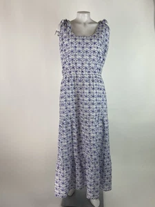 Soft Surroundings Size 3X Blue White Kyoto Embroidered Eyelet Tiered Maxi Dress - Picture 1 of 11