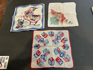Vintage Children Child's hankie handkerchief Set of 3, 1 Tom Lamb And 2 Others - Picture 1 of 4