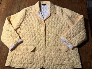 Lands End Quilted Button Front Barn Jacket Yellow Plus Size 3X 24-26 Thermolite - Picture 1 of 12