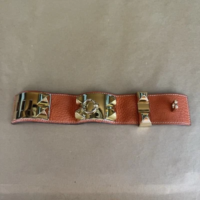 Hermes Collier De Chien Armband Leder Gold Orange klein - Bild 1 von 4