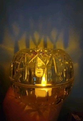 Home Interiors Homco Crystal Glass Fairy Lamp  Candle Holder Clear Vtg Lighting  - Image 1 of 4
