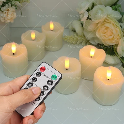 6er Set Flammenlose Flackernde LED Teelichter Kerzen mit Timer Fernbedienung DE - Bild 1 von 4