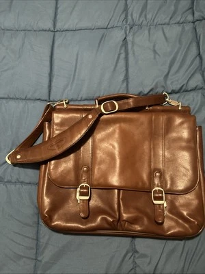 Коричневая кожаная сумка для ноутбука Samsonite 192 микрона с крестовым ремешком - Изображение 1 из 4