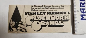 A CLOCKWORK ORANGE (1971): pubblicità vintage su giornale di New York / Stanley Kubrick Classic! - Foto 1 di 1