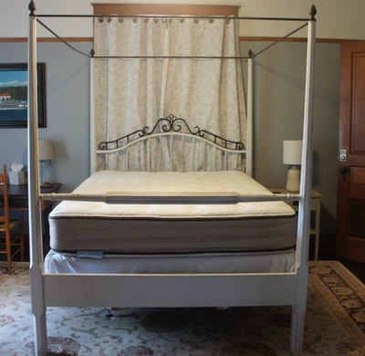 Vintage KELLER FURNITURE Repurposed Wood Queen Size Four Poster Canopy Bed frame - Image 1 of 4