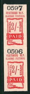 GB Wales FESTINIOG RAILWAY Parcel Stamp 2s *BLAENAU* STATION Mint PAIR MNG VB11 - Picture 1 of 20