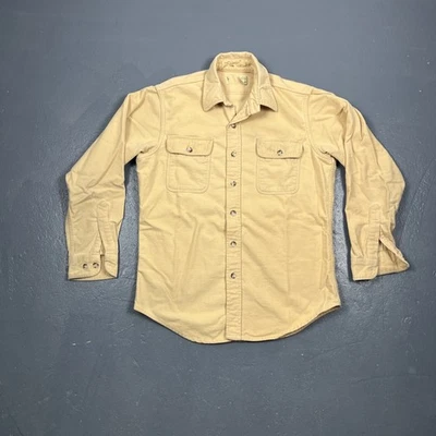 Vintage 90s Cotton Flannel Shirt Cream Medium VTG USA Made Outdoors Cabin - Image 1 of 4