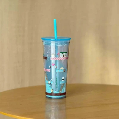 New 2025 China Starbucks Game Adventure Pixel 17oz Plastic Straw Cup - Image 1 of 4