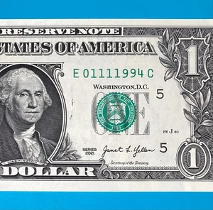 January 11, 1994 (E 01111994 C) BIRTHDAY $1 One Dollar Bill *UNC* - Picture 1 of 4