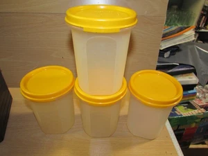 4 x Superb TUPPERWARE 1606 MODULAR MATES Round 2 in Sheer Ice & Sun Yellow - Picture 1 of 3