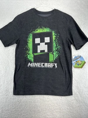 Minecraft Splatter Creeper Black Short Sleeve Boy T-Shirt XXL 18 Tagless - Image 1 of 4