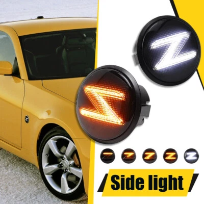 For 2003-2009 Nissan 350Z Sequential LED Side Marker Lights Turn Signal DRL Lamp - Image 1 of 4