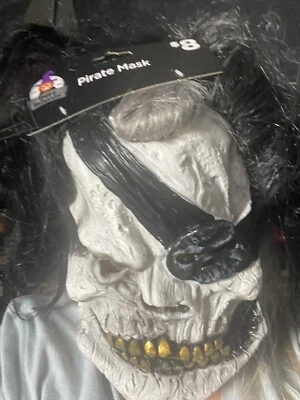 Scary Pirate Adult Mask, w/black hair, eyepatch .New Condition - Image 1 of 2