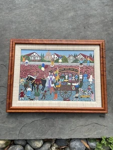 german folk art painting - First Birthday Party Scene - Signed On Board - Picture 1 of 5