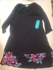 The Pioneer Woman 3/4 Sleeve A-Line Dress Black/Floral *NWT* SMALL - Picture 1 of 7