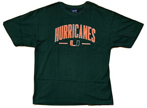 University Of Miami Hurricanes NCAA T-shirt Size XL Green/Orange Old Varsity
