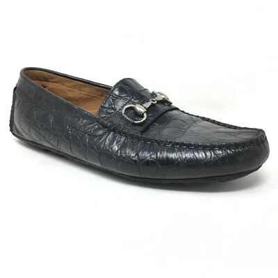 Aldo Brue Horsebit Moccasins Loafers Shoes Mens Size 10.5 Black Faux Crocodile - Image 1 of 4