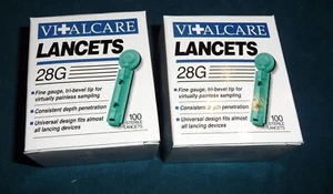 Lot of 2 boxes of 100counts each Vital care Lancets 28G NOS - Picture 1 of 5