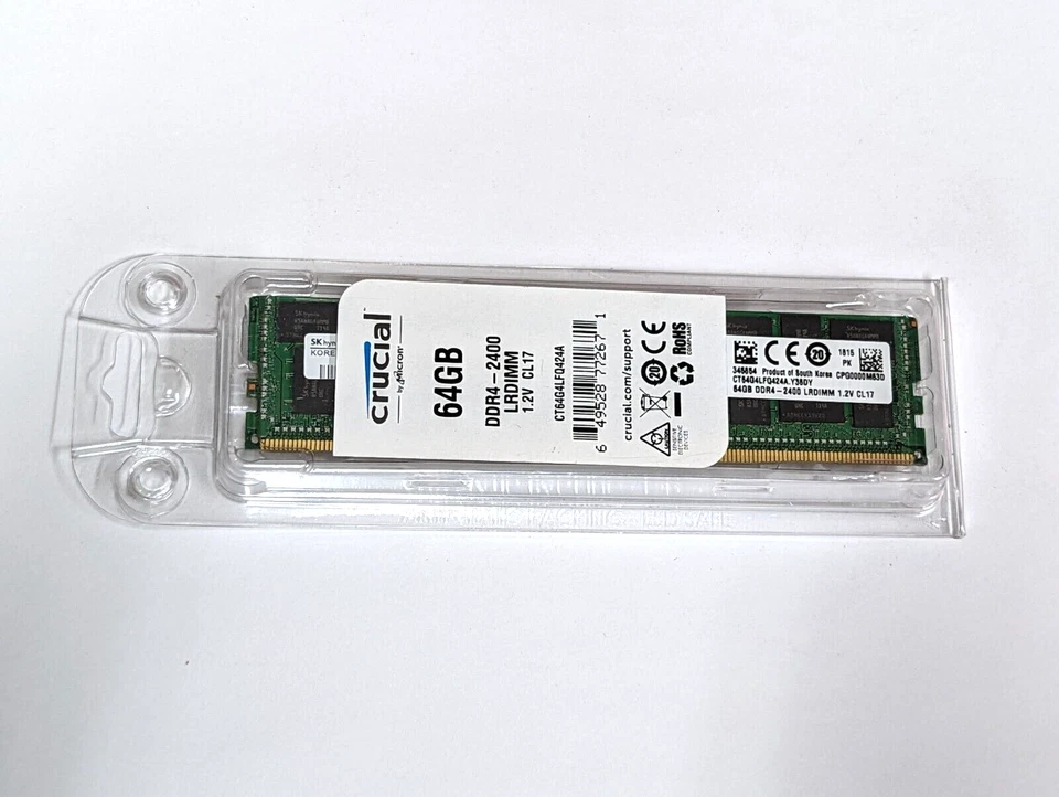 CT64G4LFQ424A CRUCIAL  64GB (1X64GB) 4DRX4 PC4-2400T DDR4 MEMORY ECC Server RAM - Image 1 of 1