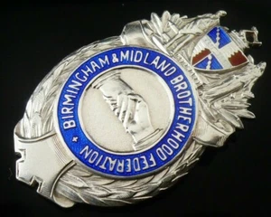 Sterling Silver Enamel Pocket Watch Fob Medal, Birmingham & Midlands Brotherhood - Picture 1 of 8