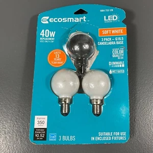 EcoSmart 40W Eqi G16.5 Dimmable Frosted Glass LED Light Bulb Soft White 3 PK 120 - Picture 1 of 12