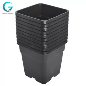Plastic Nursery Pots Square 3 Gallon Herb Planter Flower Plant Pots 10 Pack - Picture 1 of 12