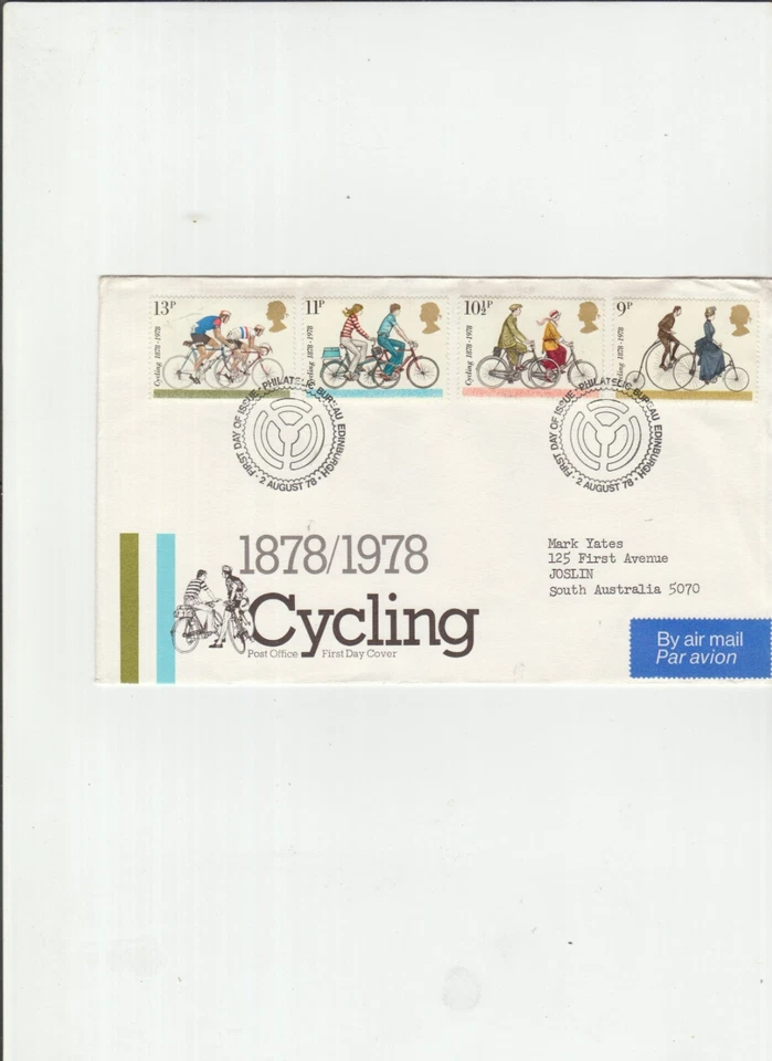 British First Day Cover Cycling Centenaries 2/8/1978 - Edinburgh - Image 1 of 1