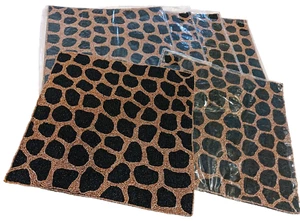 Giraffe Animal Beaded Placemat(s) 15" Square Africa Safari Charger Table Runner - Picture 1 of 4