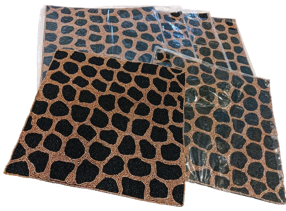 Mantel(s) cuadrado(s) con cuentas de animal jirafa 15" África Safari cargador corredor de mesa Foto 1 de 4