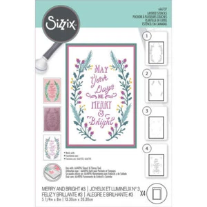 Plantillas en capas Sizzix A6 paquete de 4 - Merry & Bright #3 de Jen Long 666737 - Imagen 1 de 3