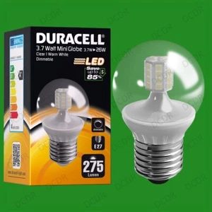 1x 3.7W Dimmable Duracell LED Clear Mini Globe Golfball Light Bulb ES E27 Lamp - Picture 1 of 1