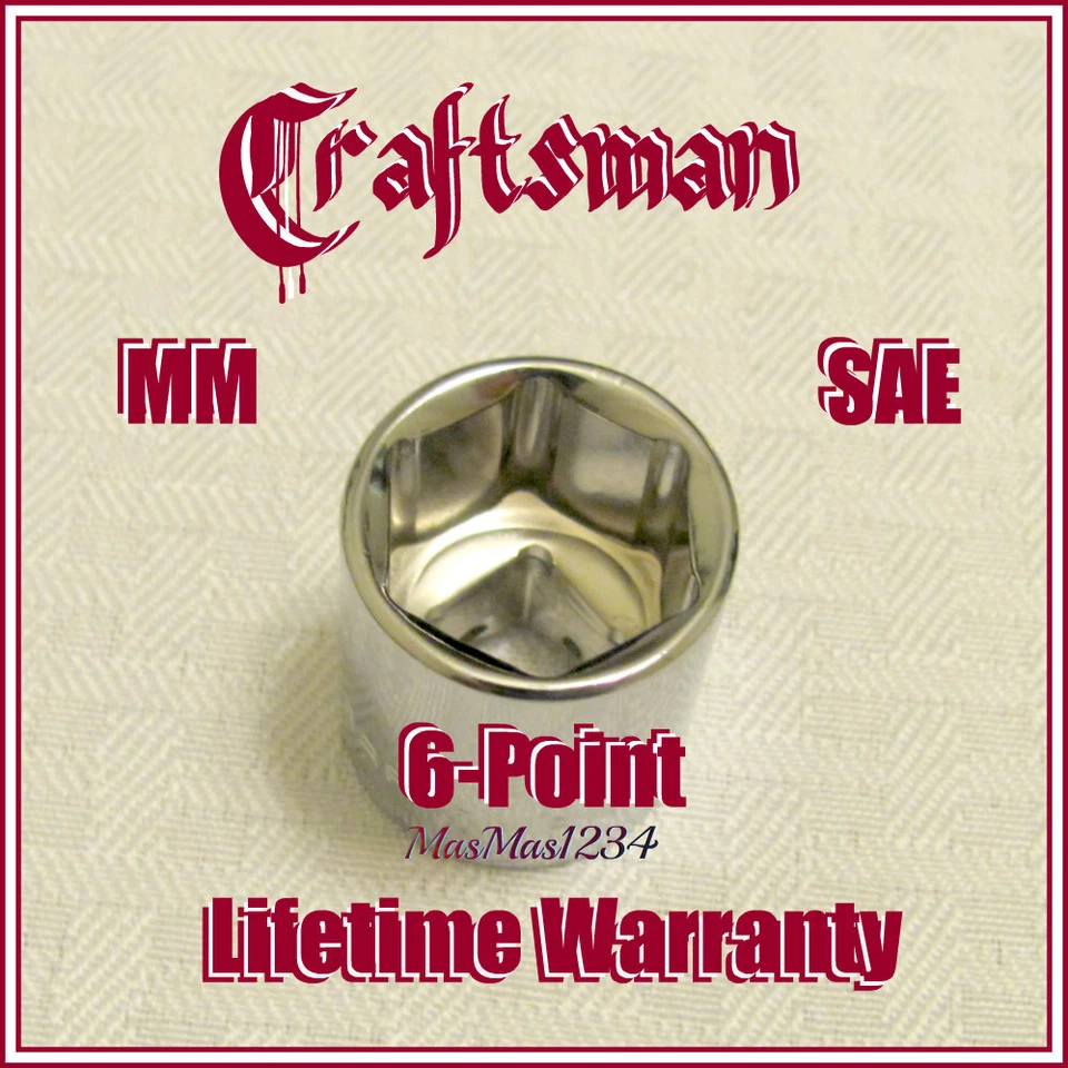 CRAFTSMAN 3/8" Drive Shallow Socket 6 Point - SAE Inch Metric MM - Any Size NEW - Image 1 of 1
