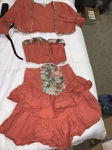 De Colección EnChante Mujer Años 80 Retro Conjunto Película *Leer Por Favor Tapiz Naranja Quemado M/L - Imagen 1 de 9