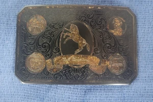 Colt Custom Shop Firearms Belt Buckle Gunfighter Aurum Gold Etching - Picture 1 of 7