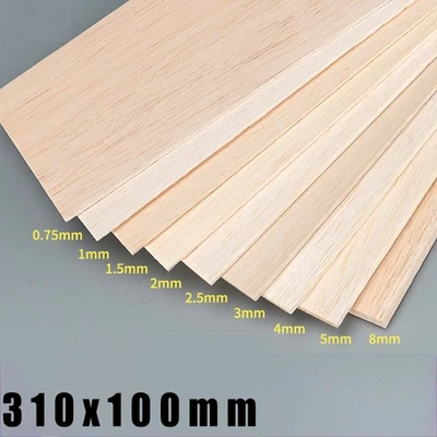 310x100mm Balschaholz Platten für Handgemachte Modell DIY Dicke 0,75/1/1,5/2/8mm - Bild 1 von 4