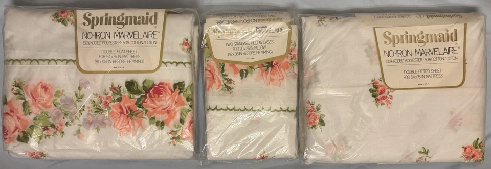 Springmaid Marvelaire Prelude Double Flat & Fitted Sheets w/2 Stnd Pillowcases - Image 1 of 4