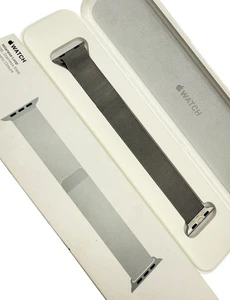 Genuine Apple Watch Band Silver Milanese Loop 38mm 316L Stainless Steel w Case - Picture 1 of 14