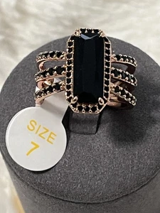 Bomb Party Ring Sz 7 “You Got Me Hooked” Black Onyx CZ Rose Gold RG85975 - Picture 1 of 3