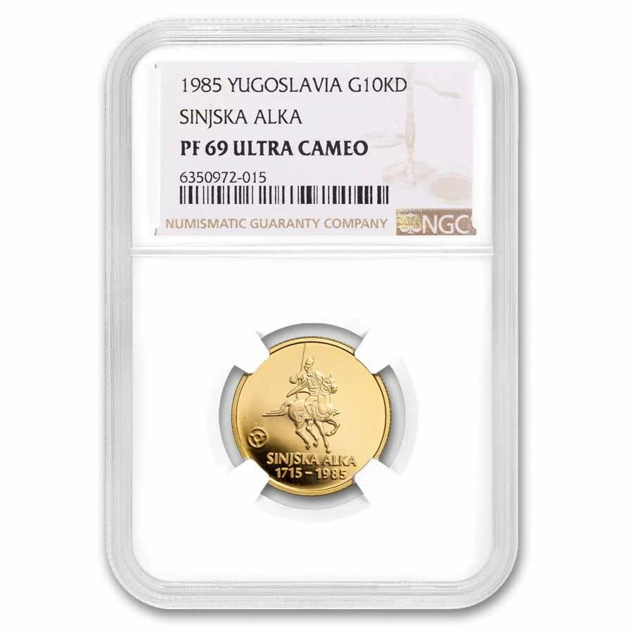 1985 Yugoslavia Gold 10,000 Dinara Sinjska Alka PF-69 NGC - Image 1 of 3