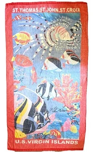 Vintage U.S. Virgin Islands Beach Towel St. Thomas, St. John, St. Croix - Afbeelding 1 van 4